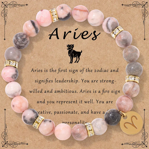 Constellation Natural Stone Bracelet with 18K Real Gold Plated Electroplating and Beaded Chain Featuring Beading Craft