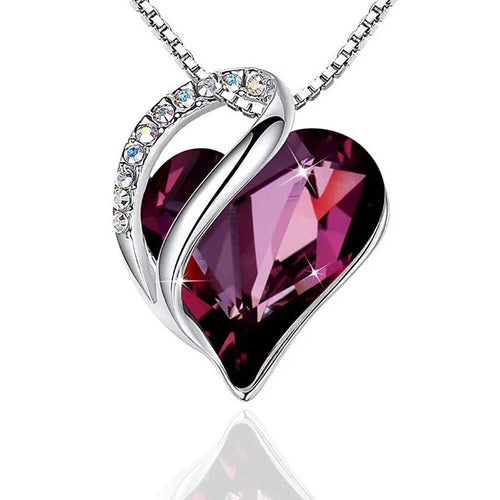 fashion heart shape artificial crystal plating rhinestones pendant necklace 1 piece
