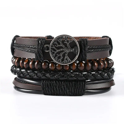 retro geometric pu leather knitting unisex bracelets