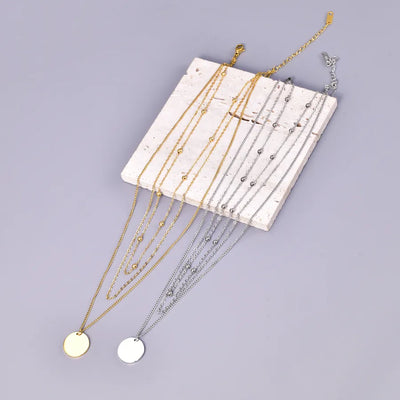 Wholesale Jewelry Simple Style Classic Style Geometric 304 Stainless Steel 18K Gold Plated Three Layer Necklace cable chain