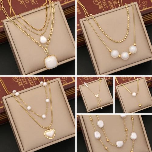 Wholesale Commute Heart Shape 304 Stainless Steel Copper Layered Plating 18K Gold Plated Necklace