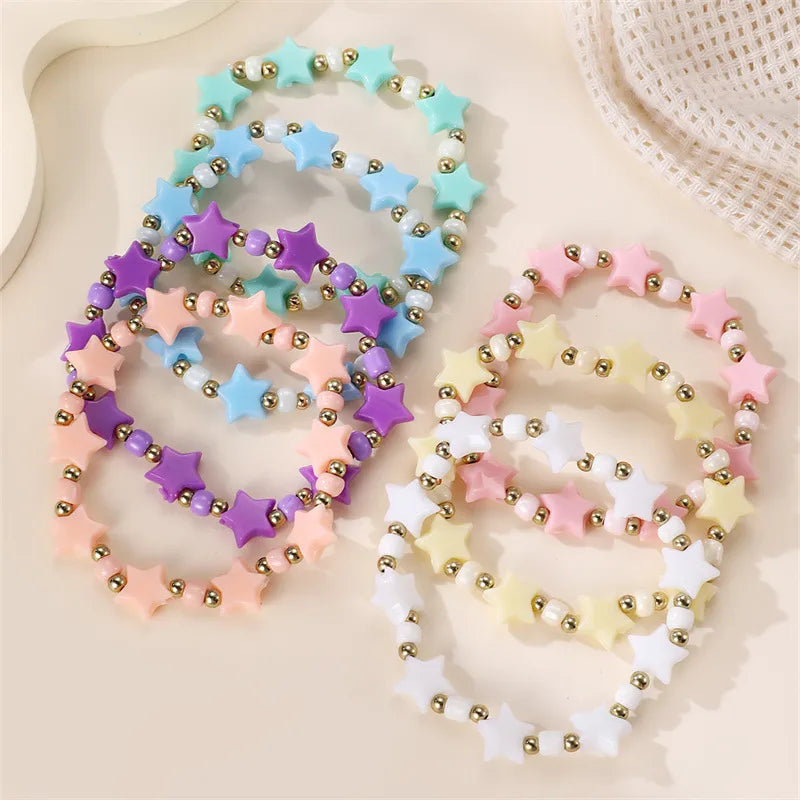 Kid's  Heart Shape Resin Beaded Bracelet in Colour