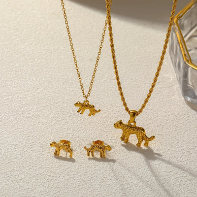 Jaguar Electroplated Jewelry Set for Women in 304 Stainless Steel with 18K Real Gold PVD Coated and Twist Chain