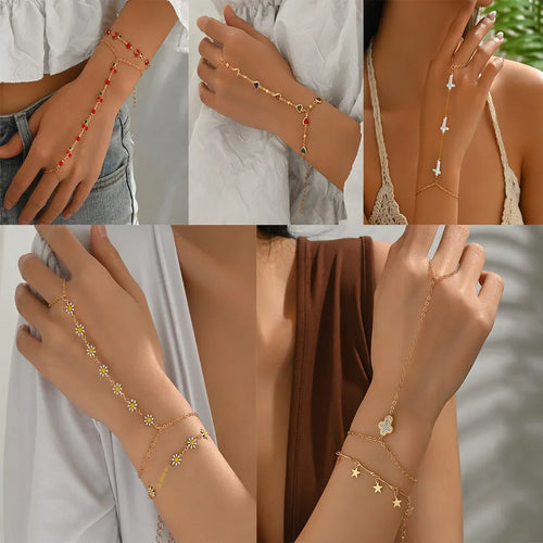 Jewelry Set Cherry Imitation Pearl Cross Small Daisy Bracelet Multifunctional Hand Accessories