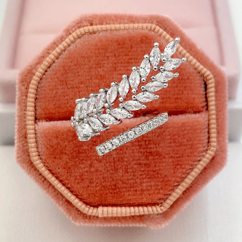 lady grain copper plating zircon women's open ring 1 piece