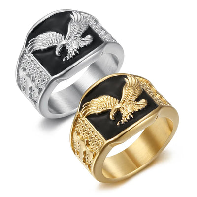 Hip-Hop Eagle 304 Stainless Steel Plating Men's Rings