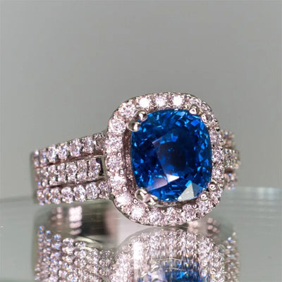 fashion new copper inlaid blue zircon copper ring women