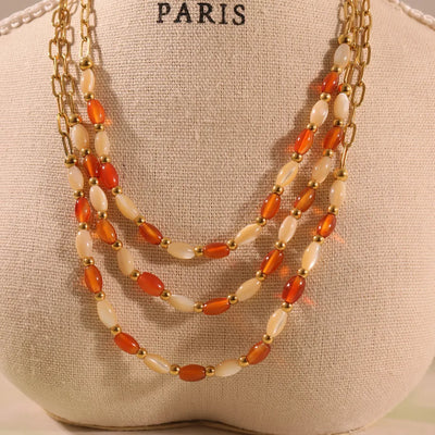 IG Style Casual Elegant Geometric 304 Stainless Steel Agate 18K Gold Plated Beaded Chain Jewelry Set In Bulk