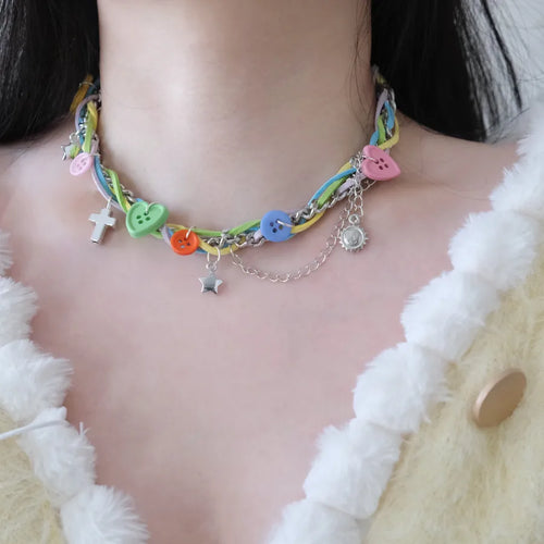 IG Style Simple Style Cross Heart Shape Alloy Resin Chain Women's Necklace 1 Piece