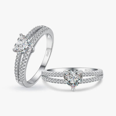 925 Sterling Silver Plating Inlay Heart Shape Zircon Rings