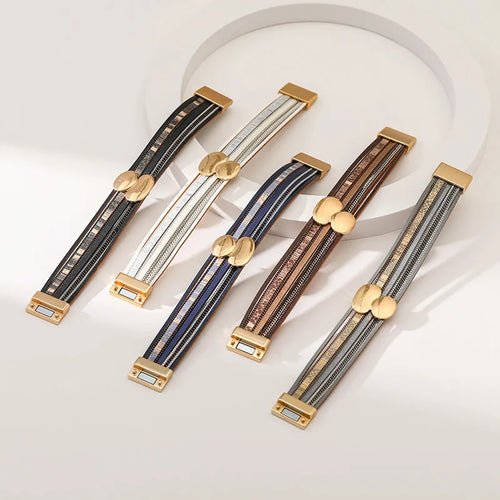 Creative Leather Bracelet Factory Design Irregular Round Piece Stylish Women's Hand Accessory High Quality Mixed Batch
