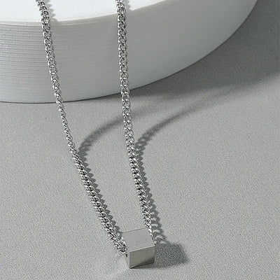 nihaodropshipping simple style cube pendant titanium steel necklace wholesale jewelry
