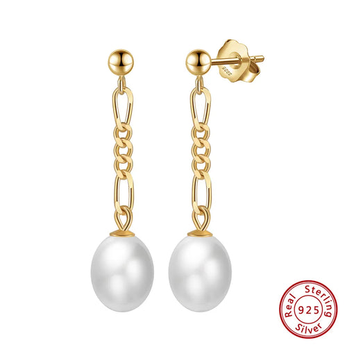 1 Pair Vintage Style Geometric Polishing Plating Freshwater Pearl Drop Earrings