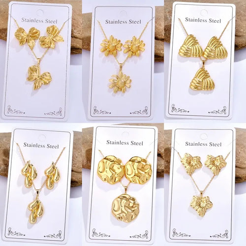 Casual Elegant Lady Geometric 304 Stainless Steel Titanium Alloy Steel 18K Gold Plated 24K Gold Plated K Gold Plated Women's cable chain Jewelry Set