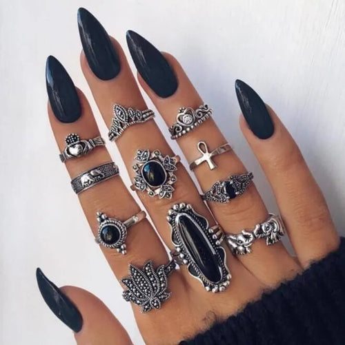 Fashion Geometric Alloy Plating Artificial Gemstones Women'S Ring Sets