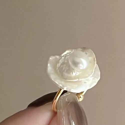 modern style geometric baroque pearls irregular open rings