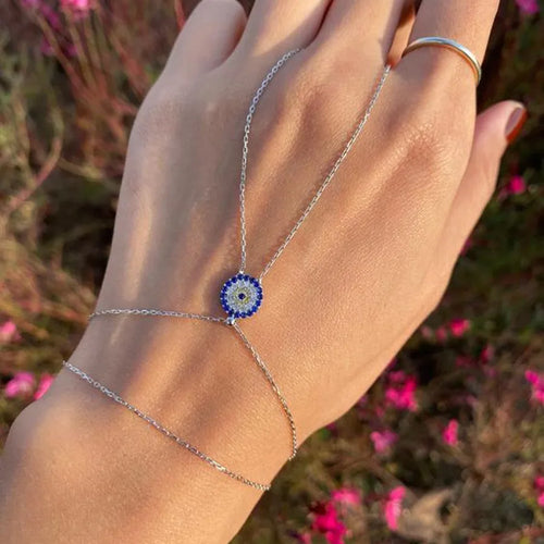 New Style Water Diamond Linked Finger Bracelet Simple Versatile Round Circle Women's Fashion Jewelry Accessory