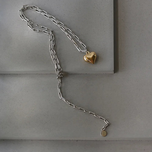 Wholesale Jewelry Fashion Heart 304 Stainless Steel 18K Gold Plated Necklace