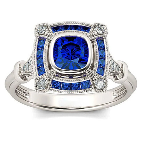 fashion geometric crystal rhinestone inlaid alloy ring ornament
