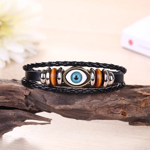 ethnic style printing eye metal layered bracelets