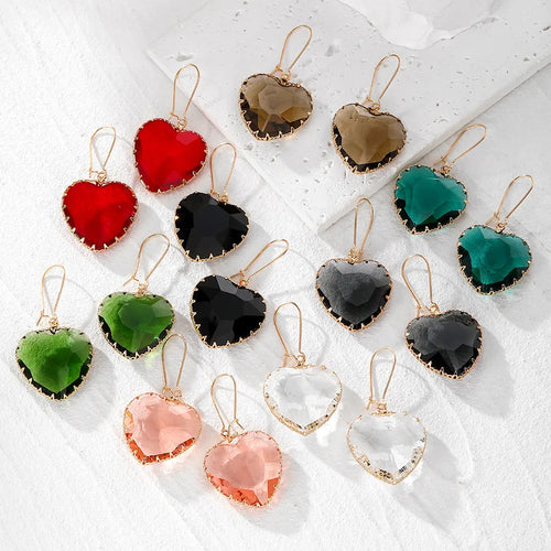 1 Pair Modern Style Classic Style Heart Shape Artificial Crystal Alloy Drop Earrings