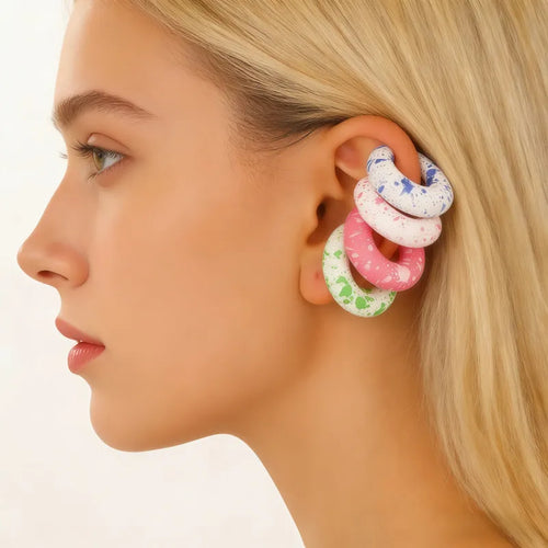 Women’s C Shape Clip Earrings in Acrylic with Stoving Varnish Finish