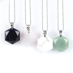 Natural Semi-Precious Crystal Star Of David Pendant Necklace Jewellery Design Jewish Faith Dodecagonal Cutting Simple Style