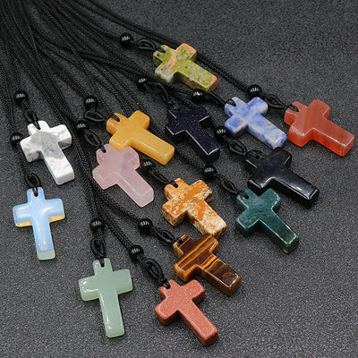 casual cross crystal polishing pendant necklace
