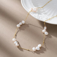 retro lady classic style geometric freshwater pearl sterling silver plating 14k gold plated necklace