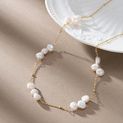 retro lady classic style geometric freshwater pearl sterling silver plating 14k gold plated necklace