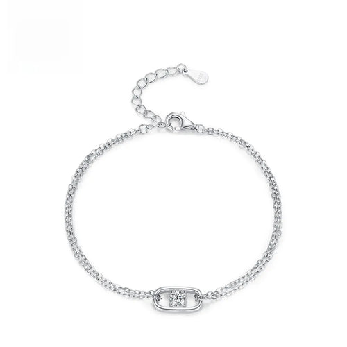 Simple Style Geometric Bracelet for Women in 925 Sterling Silver with Zircon Inlay