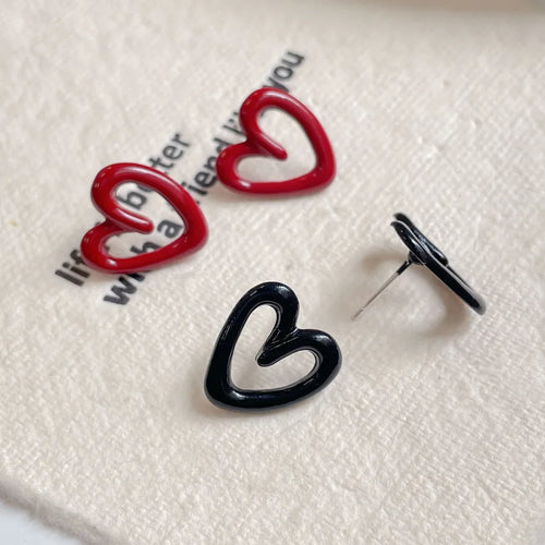 Sweet Artistic Commute Heart Shape Alloy Plating Ear Studs 1 Pair