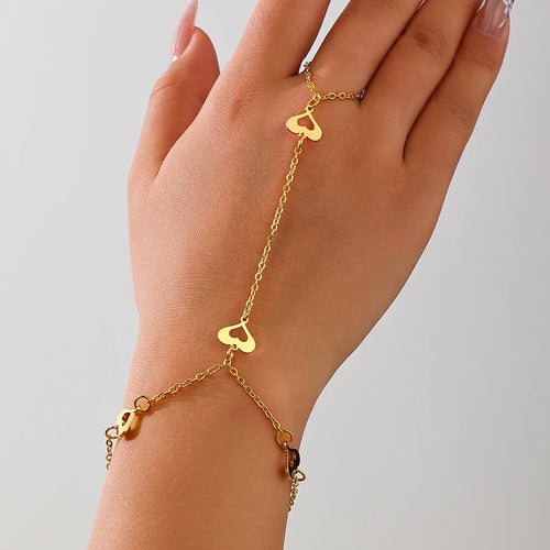Fashionable Minimalist Hollow Heart/Five-leaf Clover Interlocking Finger Bracelet Classic Daily Accessory Commute Party Gift