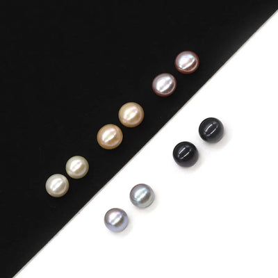 Round Freshwater Pearl Stud Earrings in White Featuring Elegant Classic Design