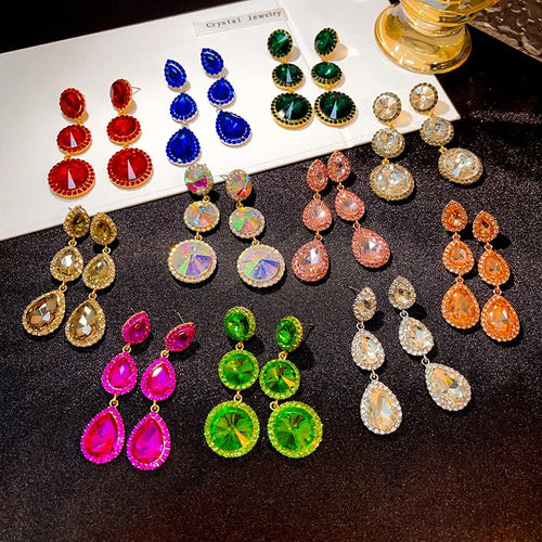 1 pair fashion round water droplets alloy drop earrings