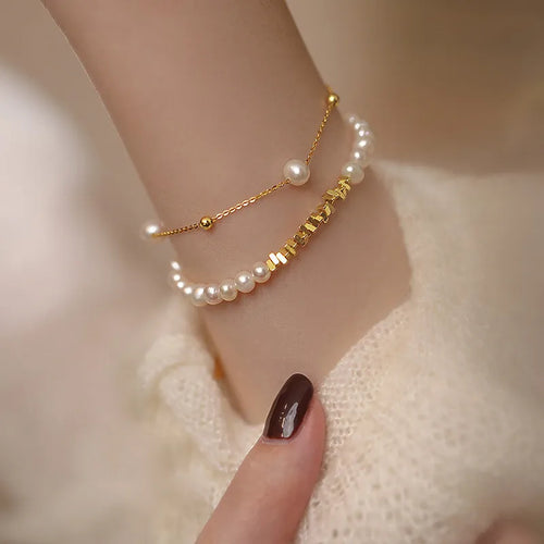 wholesale sweet color block freshwater pearl bracelets