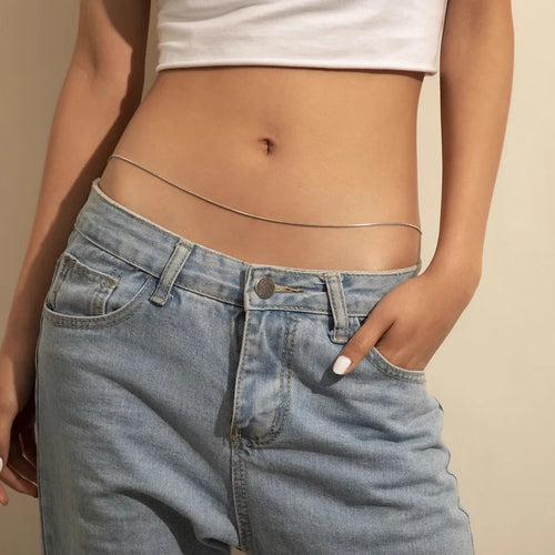sexy solid color stainless steel women's waist chain