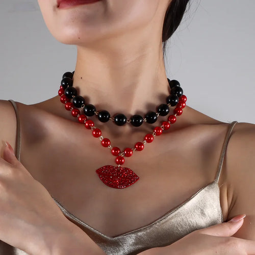 Retro Simple Style Korean Style Lips Zircon Plastic Wholesale Necklace