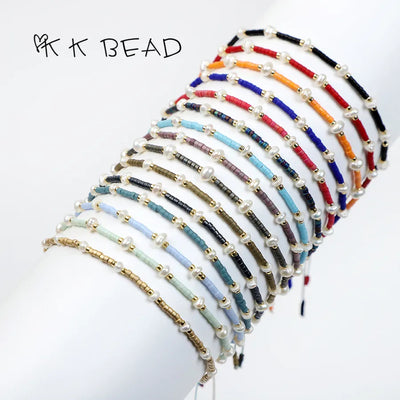 1 piece simple style color block freshwater pearl glass beaded bracelets