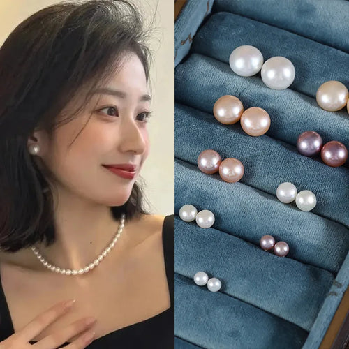 1 Pair Freshwater Pearl Freshwater Pearl Solid Color Ear Studs