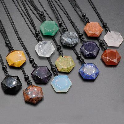 original design hexagram crystal polishing necklace pendant