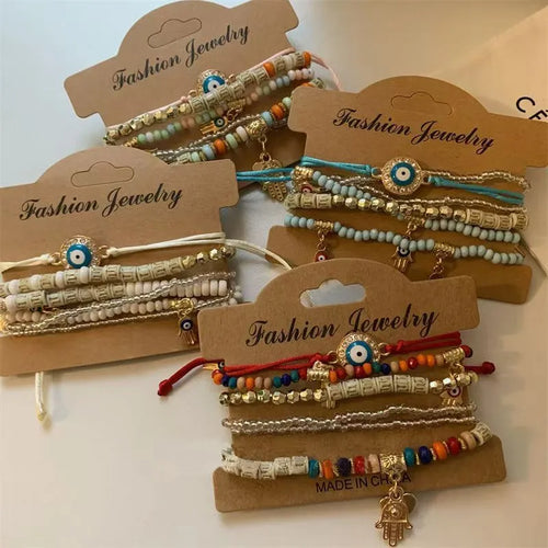 Retro Ethnic Style Devil's Eye Alloy Resin Beaded Bracelets Wholesale