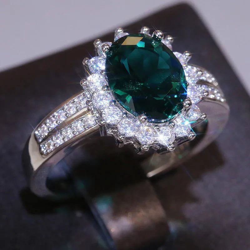 fashion new female oval zircon copper ring small jewelry