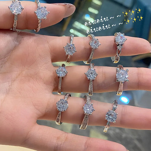 Fashion Geometric Silver Plated Inlay Zircon Women'S Open Ring