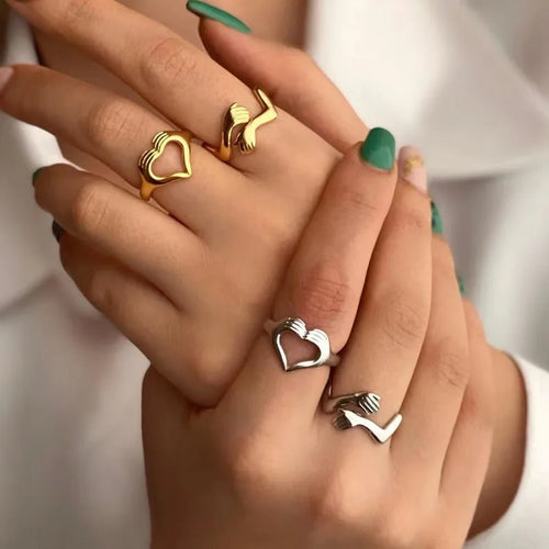 simple style classic style gesture heart shape alloy women's rings