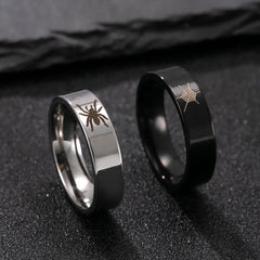 Couple Punk Bat Rings in Titanium Steel with PVD Coated Gold Plating, 1 Set
