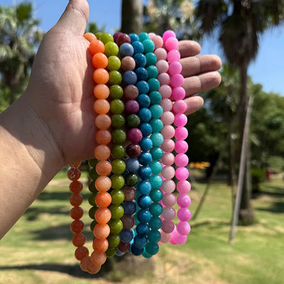 Natural Crystal Beaded Necklace For Women Colorful 12mm Gemstone Choker Summer Fashion Jewelry Sweet Style Alloy Material