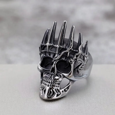 Men's Punk Skull Ring in Steel Color Made of Durable Titanium Steel
