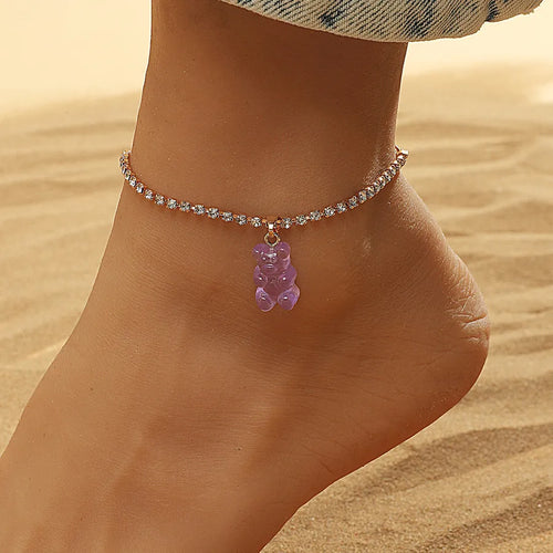 Wholesale Jewelry Simple Style Geometric Alloy Artificial Gemstones Plating Anklet