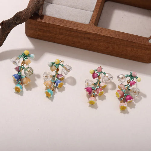 1 Pair Pastoral Flower Copper 18K Gold Plated Ear Studs
